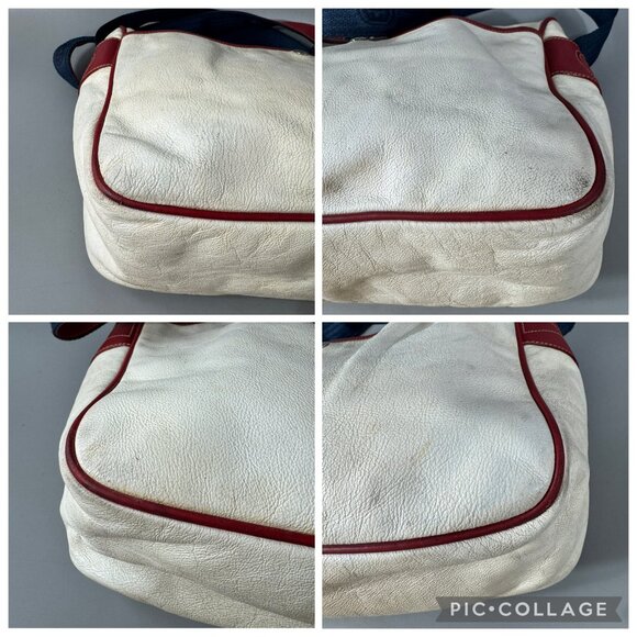 Authentic Vintage Gucci Off-White Leather w/ Red Leather Trims Message Bag - Picture 14 of 15